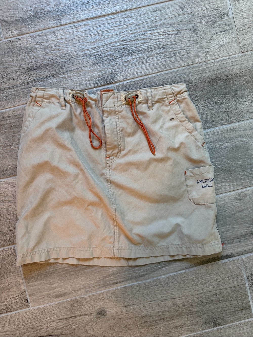 Vintage American Eagle Outfitters Cream Drawstring Utility Skirt